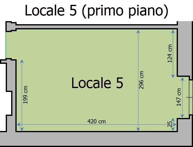 Piantina - Primo piano - Locale 5 (con misure)