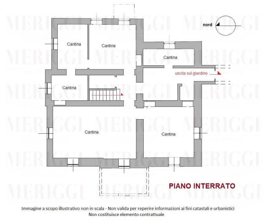 planimetria primo interrato - villa epoca vimercat