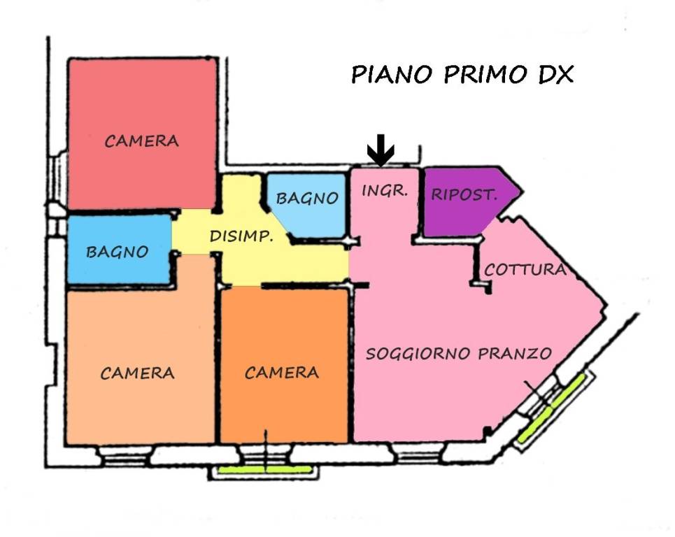 Planimetria appartamento piano primo dx