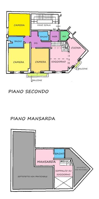 Planimetria appartamento piano secondo dx duplex