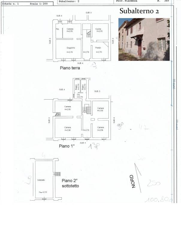 Planimetria del subalterno 2 -abitazione ala est