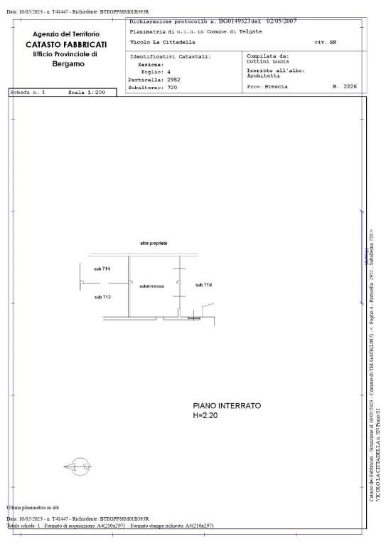 Planimetria Box Foglio 4 Mappale 2952 Sub. 720_pag
