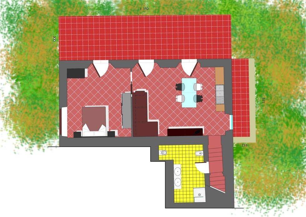 planimetria colorata appartamentino