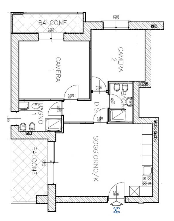 appartamento 5-9 sq