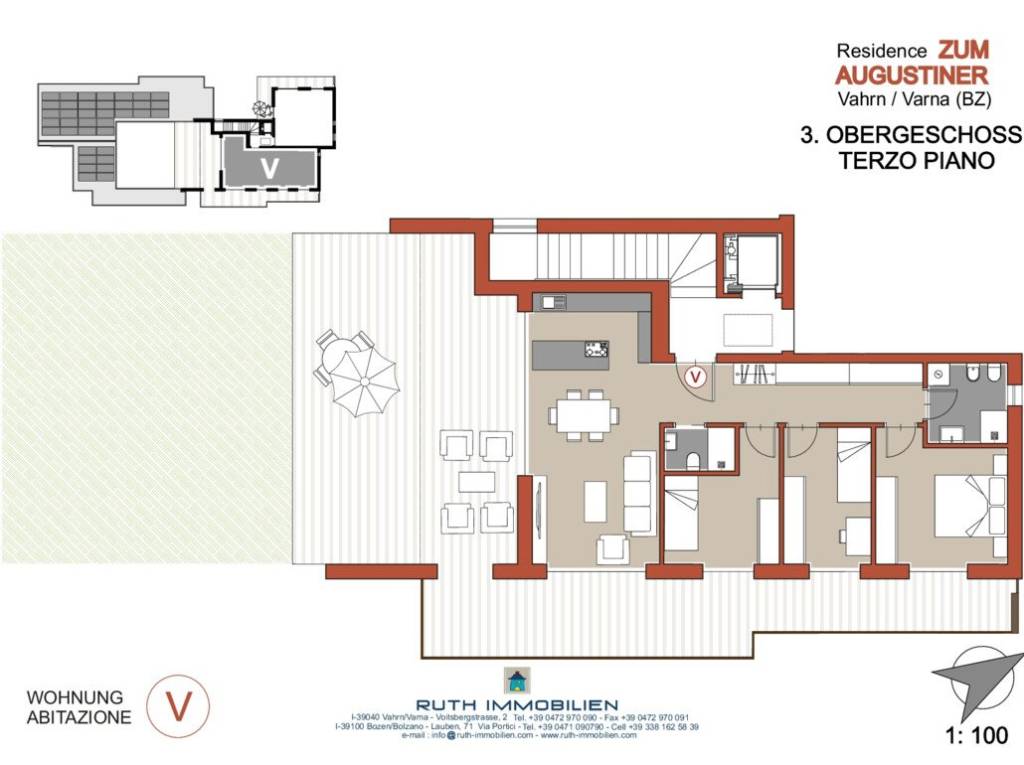V: Nuovo attico quadrilocale con terrazza sul tetto, ultimo piano - Planimetria 1