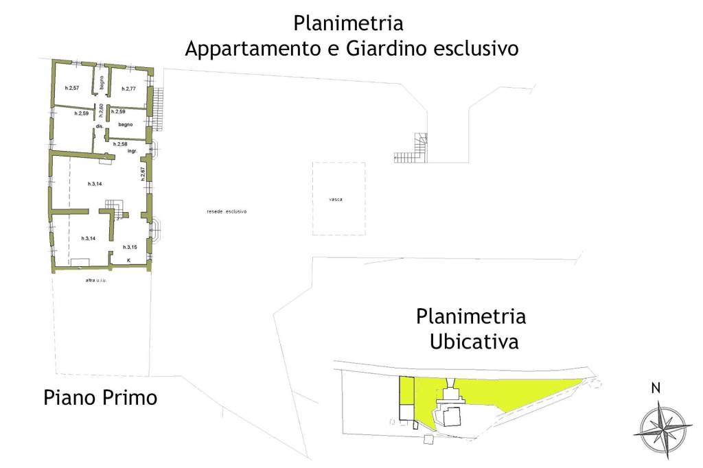 Planimetria ubicativa appartamento piano 1°