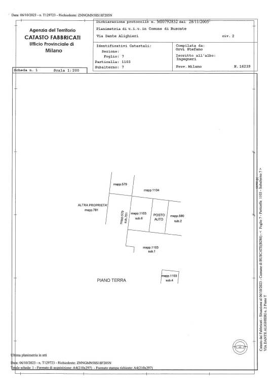 PLANIMETRIA MAPP. 1103 SUB. 7 1