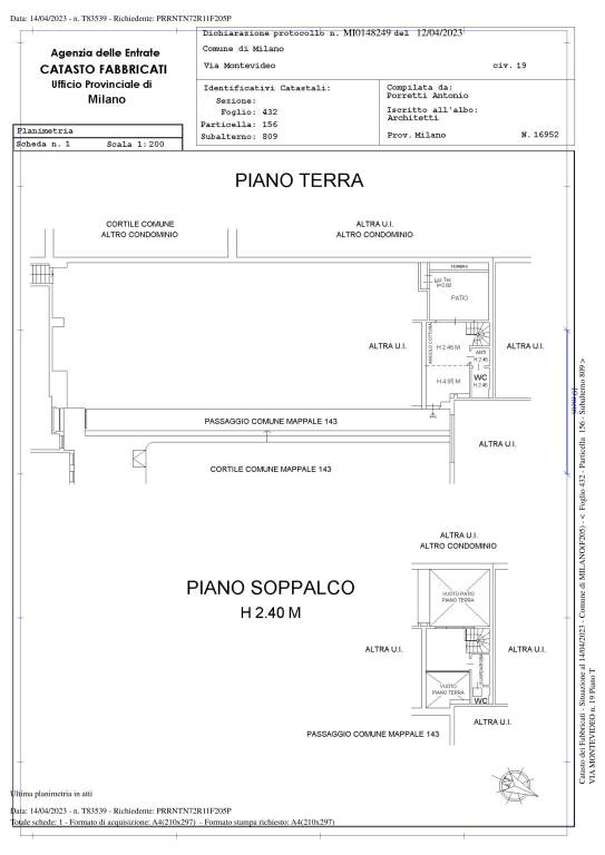 Foglio 432 Mapp 156 Sub 809 1