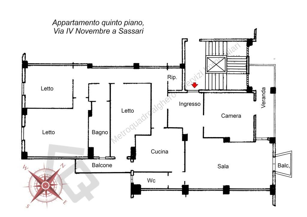 231111-Planimetria Appartamento 5 piano Via IV Nov
