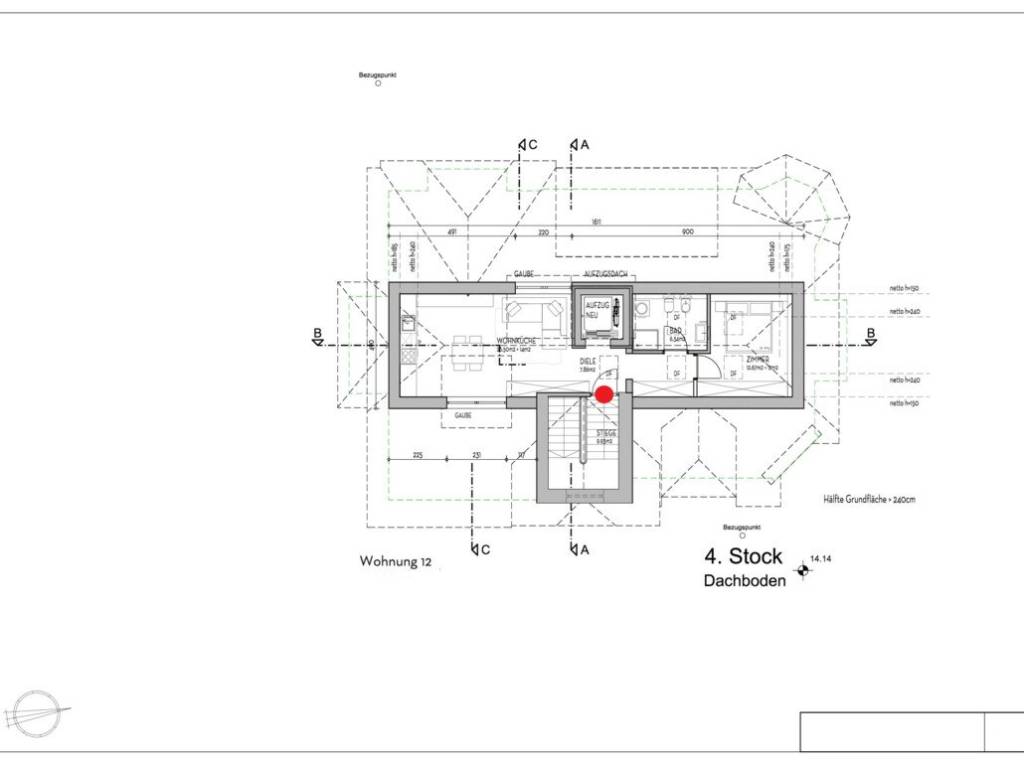 W12: Esclusivo, ampio bilocale penthouse, ultimo piano - Planimetria 1