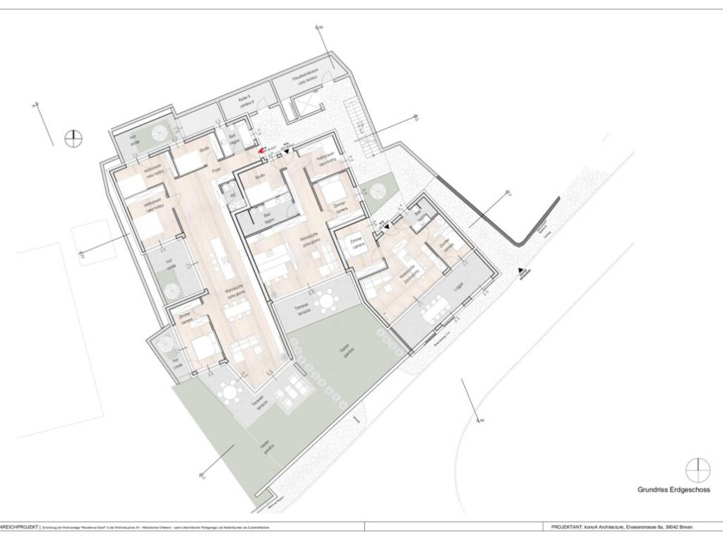 W1: Ampio appartamento di nuova costruzione con giardino privato e vista panoramica sulle Dolomiti - Planimetria 1