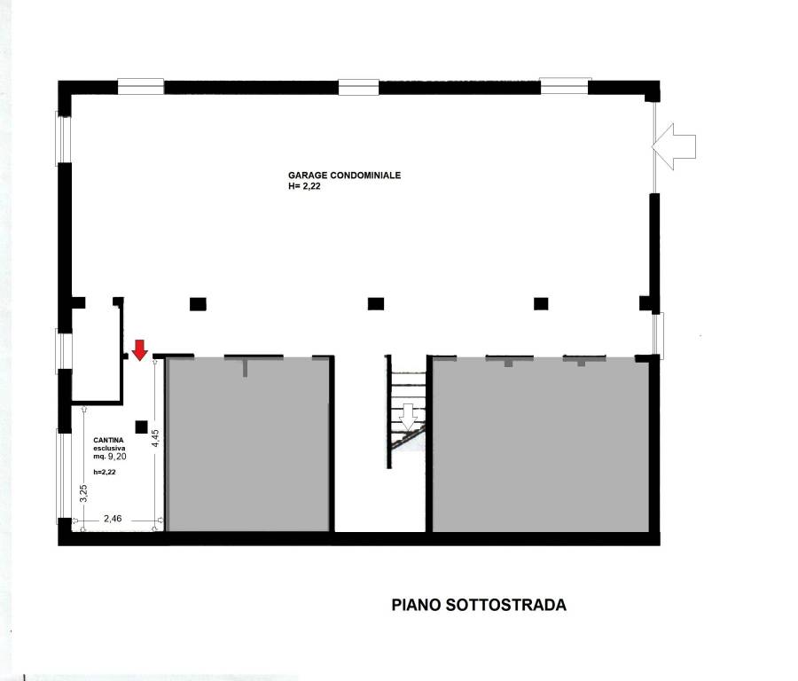 Planimetria Cantina e garage condominiali Piano -1