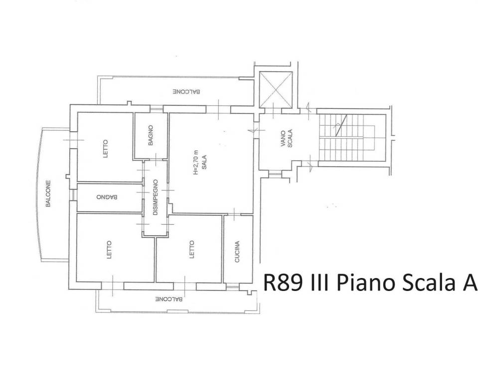 Piantina R89 III° Piano Scala A