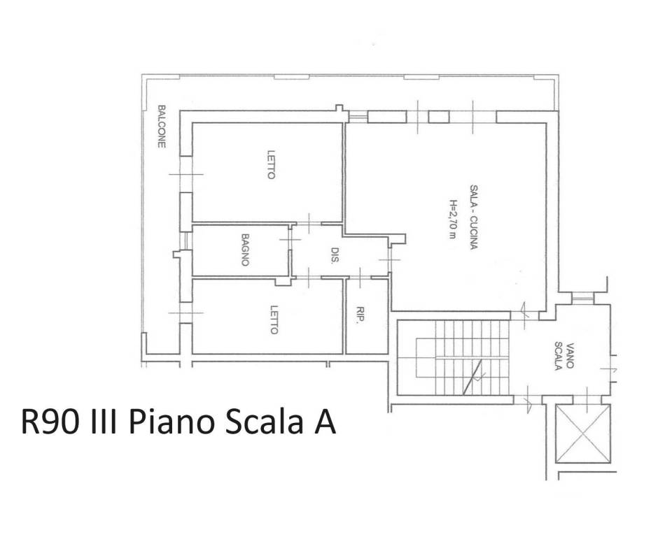 Piantina R90 III° Piano Scala A