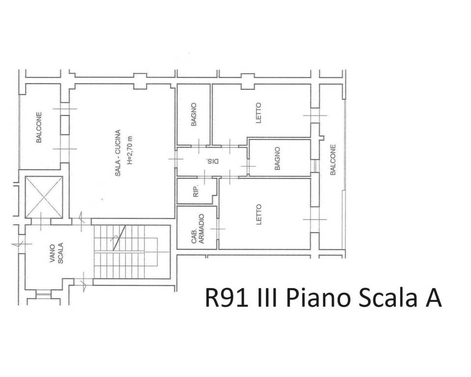 Piantina R91 III° Piano Scala A