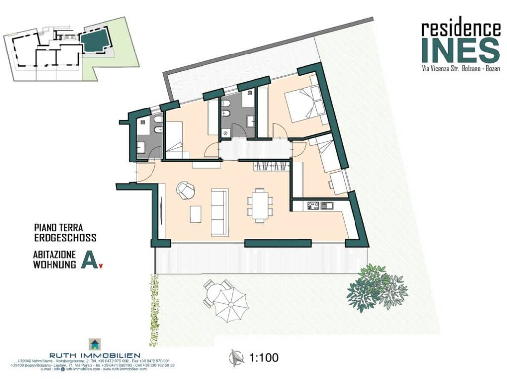 A: Nuovo quadrilocale spazioso con terrazza e giardino privato - Planimetria 1