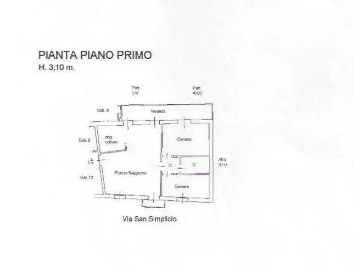 PLANIMETRIA PIANO PRIMO APPARTAMENTO TRILOCALE