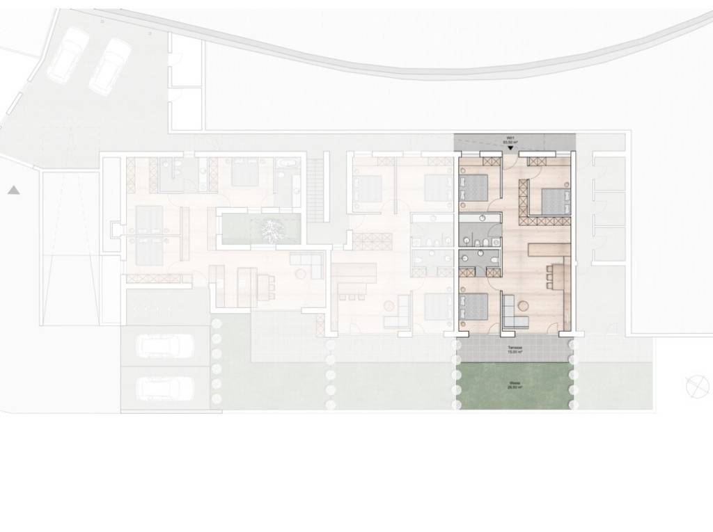 W01: Nuovo appartamento spazioso 4 vani con terrazza e giardino privato in posizione soleggiata - Planimetria 1