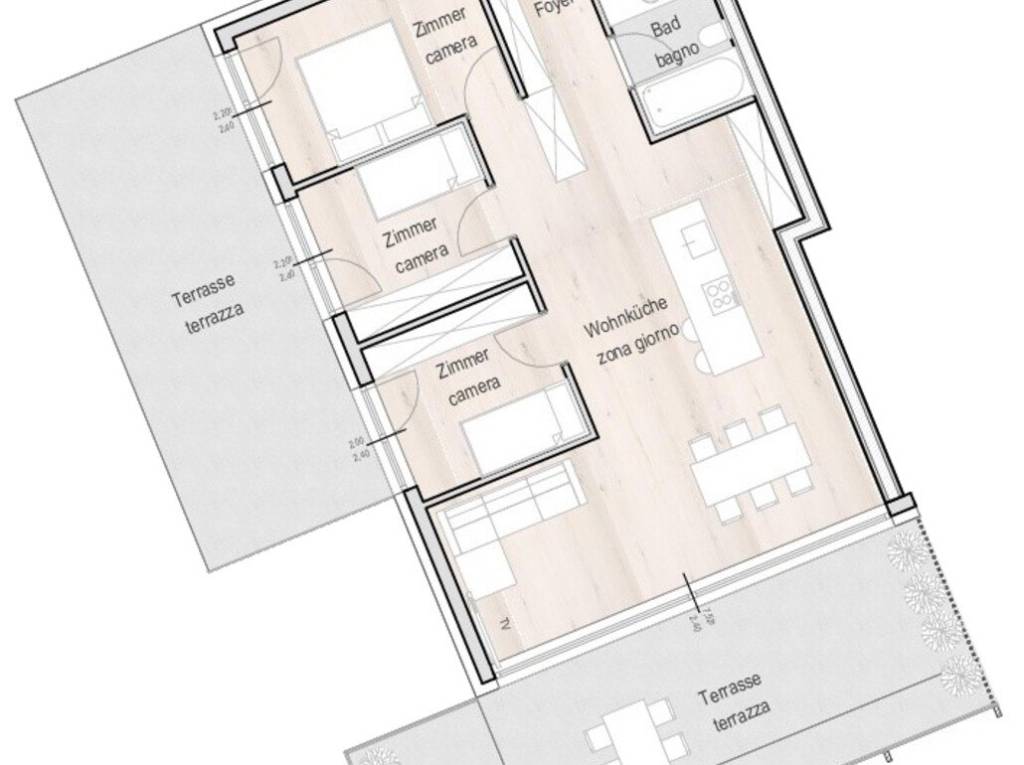 W7: Nuovo quadrilocale spazioso con ampie terrazze - Planimetria 1