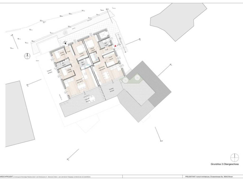W11: Nuovo attico trilocale con terrazza e giardino sul tetto, ultimo piano - Planimetria 2