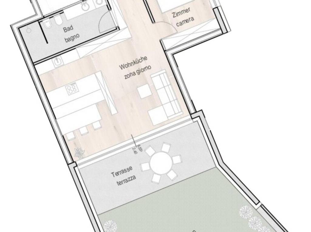 W2: Nuovo appartamento 4 vani con terrazza e giardino privato  - Planimetria 1