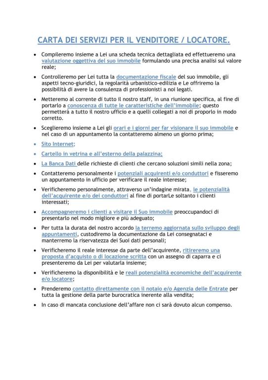 n. 0 Carta dei servizi del venditore 1