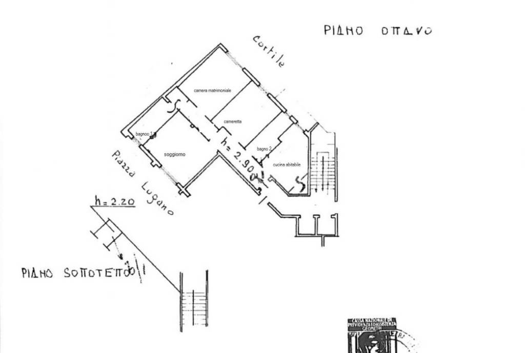 Planimetria con disposizione ambienti originali 