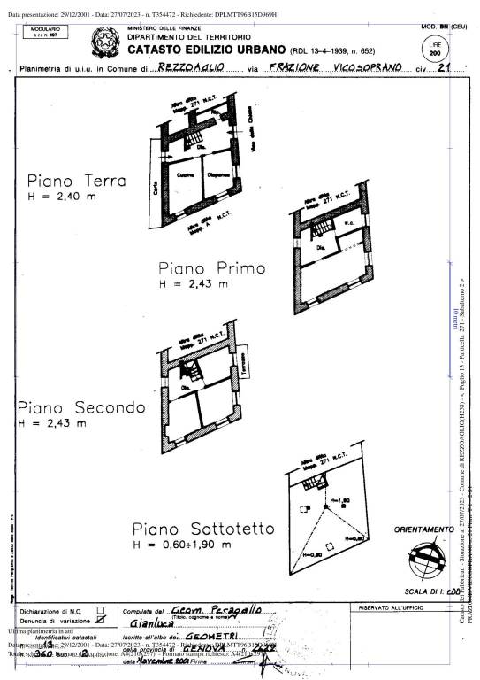 Planimetria del novembre 2001-FRAZIONE VICOSOPRANO
