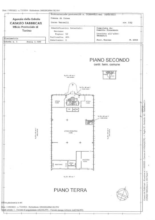 Planimetrie catastali capannone Ivrea C.so Vercell