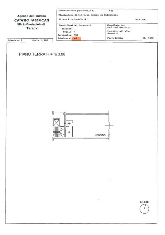 Planimetria negozio- Subalterno 40