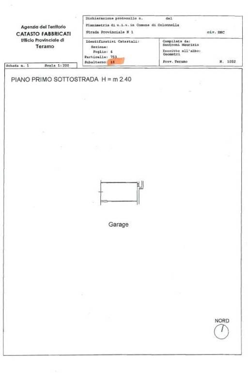 Planimetria Garage- Subalterno 18