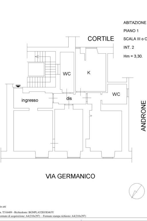 Planimetria Via Germanico 101 catastale 2024 1