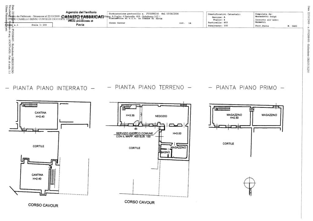 Pavia - C.so Cavour 14 - Negozio Piano S1 T e 1° -