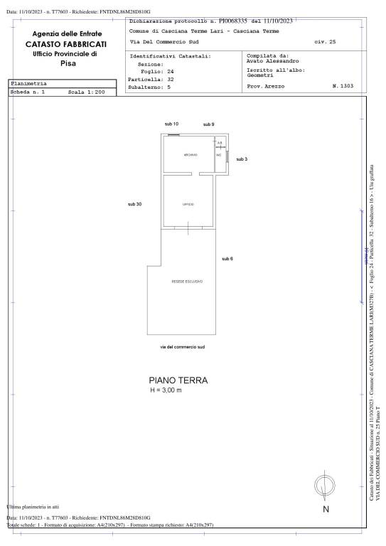 Planimetria_ CASCIANA TERME  SEZ B FGL 24 PART 32 