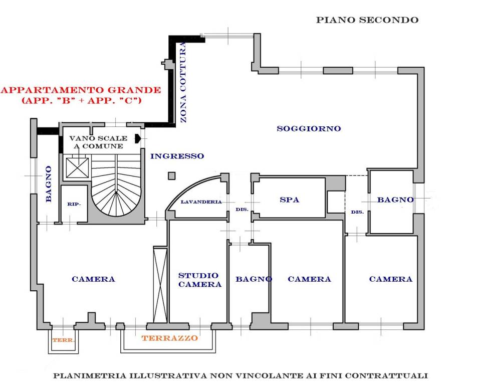 Planimetria appartamento GRANDE B+C
