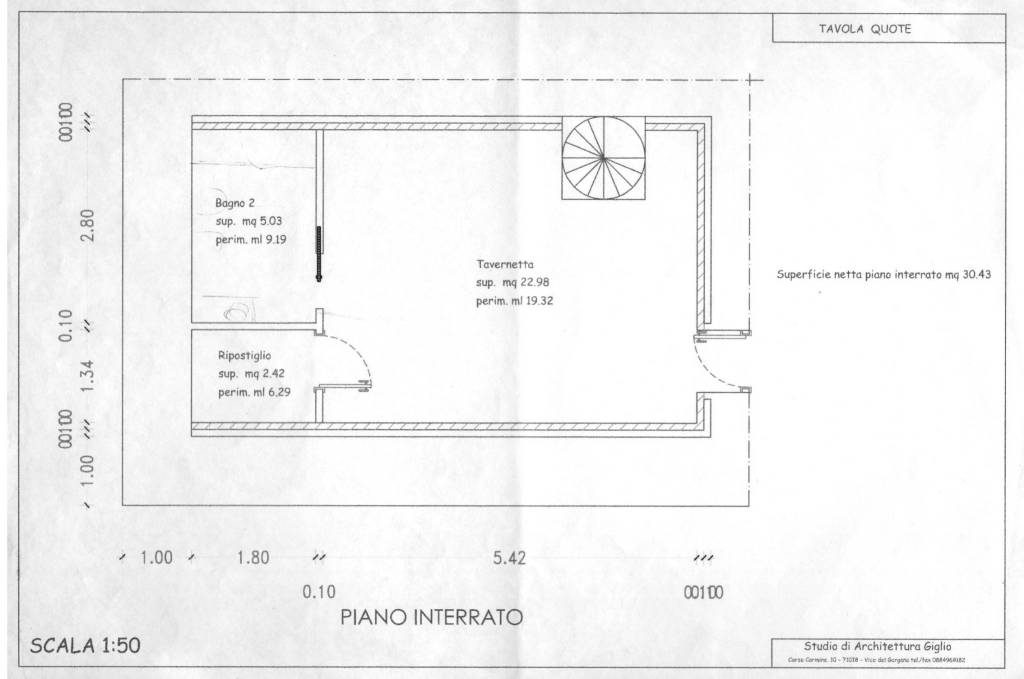 Planimetria piano seminterrato file in jpg