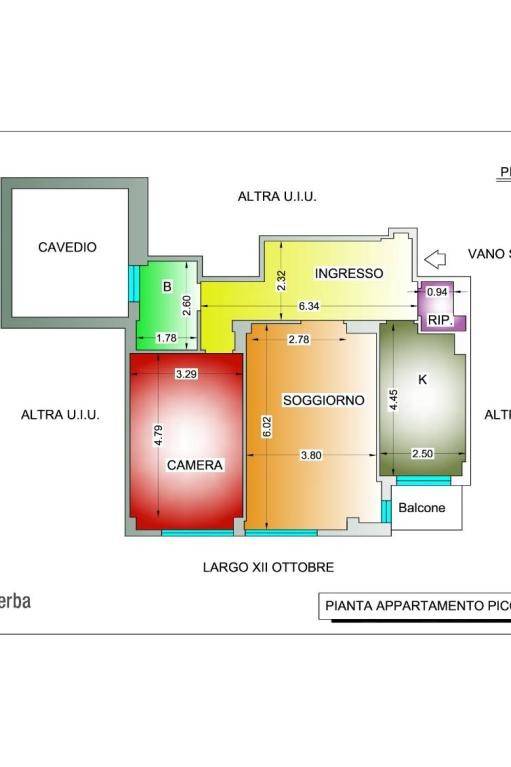 Pianta appartamento Piazza Piccapietra 83