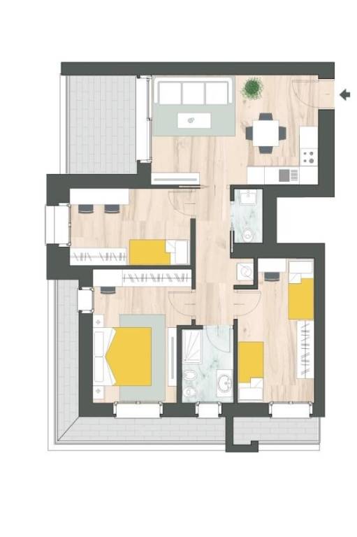 Planimetria appartamento A3.5 ALL new  quadrilocal