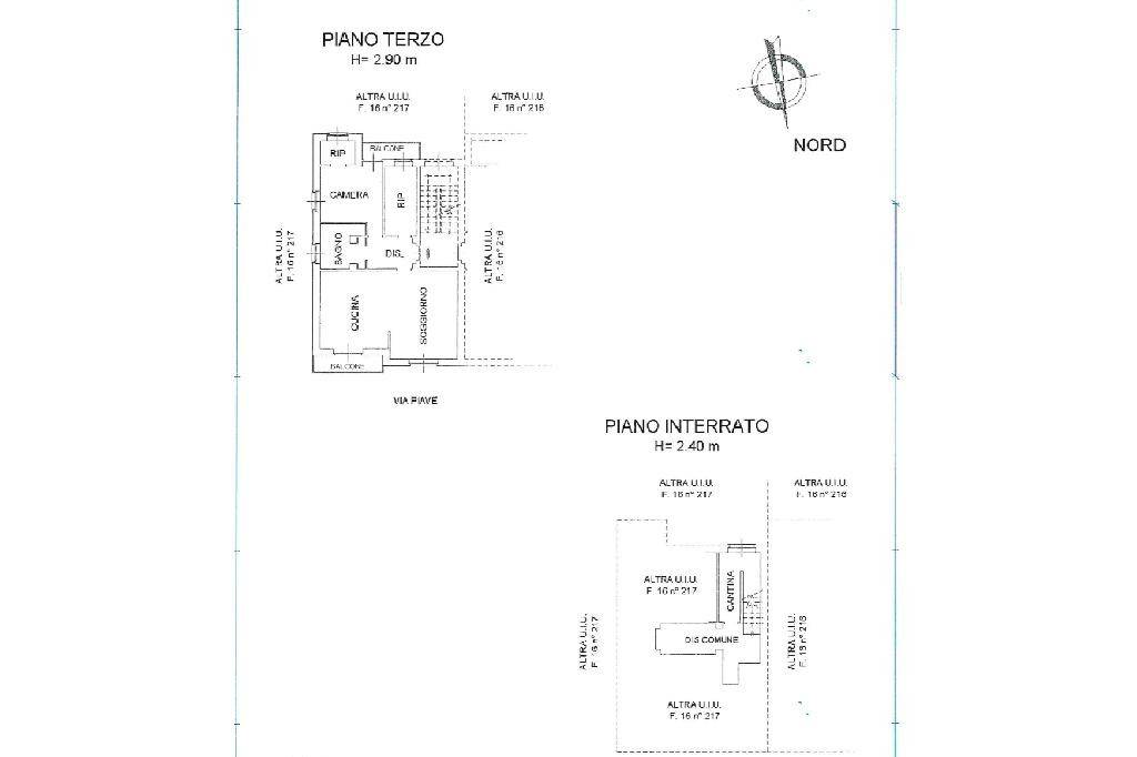 planimetria terzo piano e piano interrato