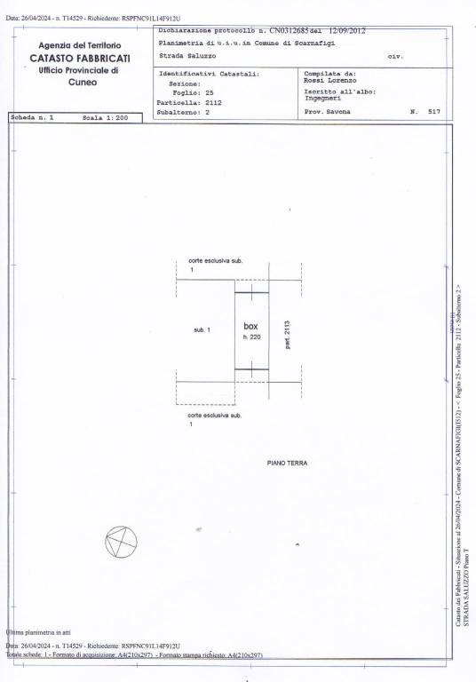 Planimetria box auto