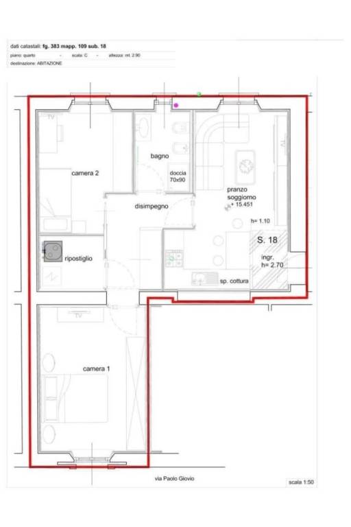 appartamento - n 35  scala C - piano 4° -  78 mq