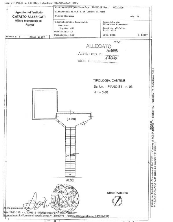 Plan . catastale cantina 