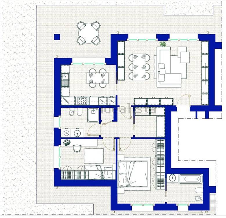 Planimetria Appartamento  n° 1 Piano Terra Via Adu