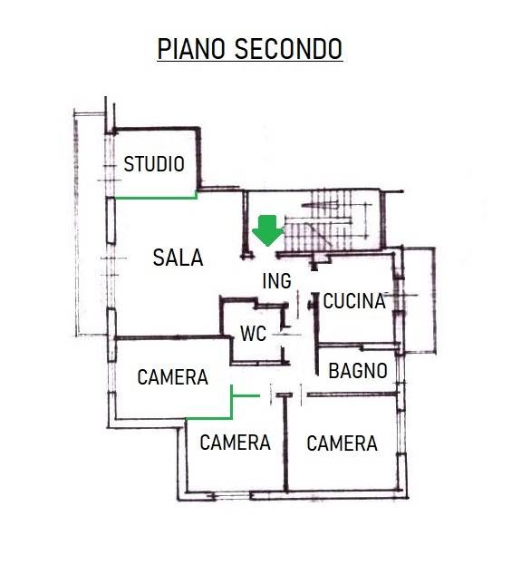 3) Planimetria app Ozzano (3 camere e studio)