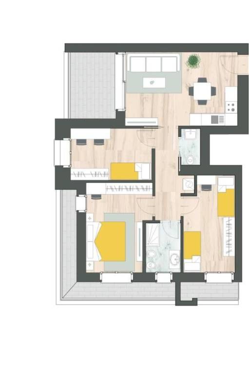 Planimetria appartamento A3.5 ALL new  quadrilocal