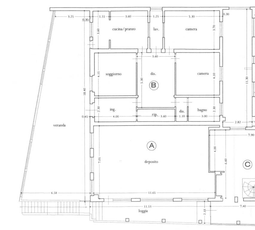 Planimetria Appartamento B con veranda