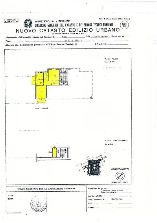 Planimetria appartamento e cantina Via martiri di 