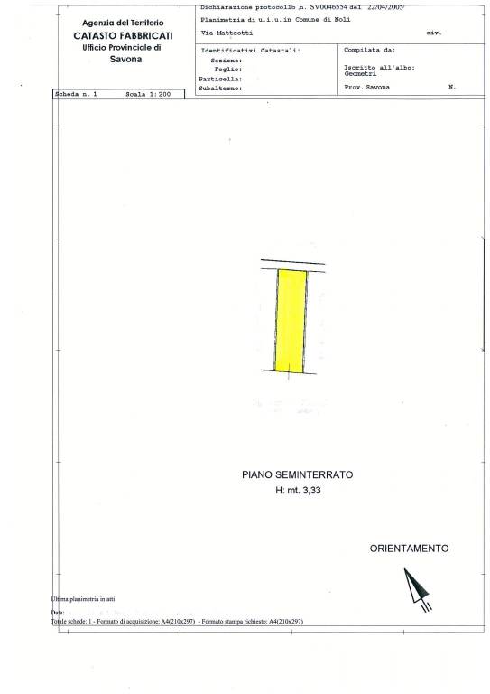 Planimetria box auto Via Matteotti  Noli