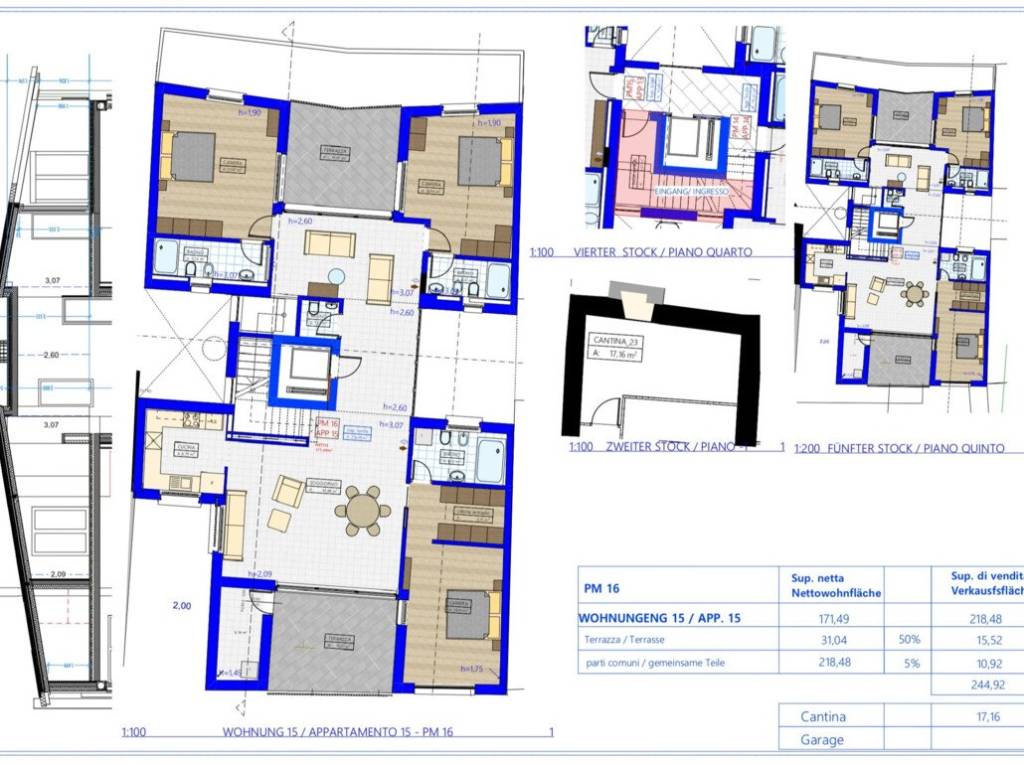 W15: Nuovo attico molto spazioso con due ampie terrazze - Planimetria 1