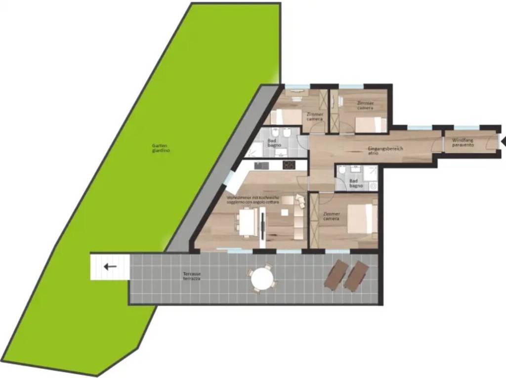 W13 - Nuovo, esclusivo attico con terrazza e giardino privato, ultimo piano - Planimetria 1